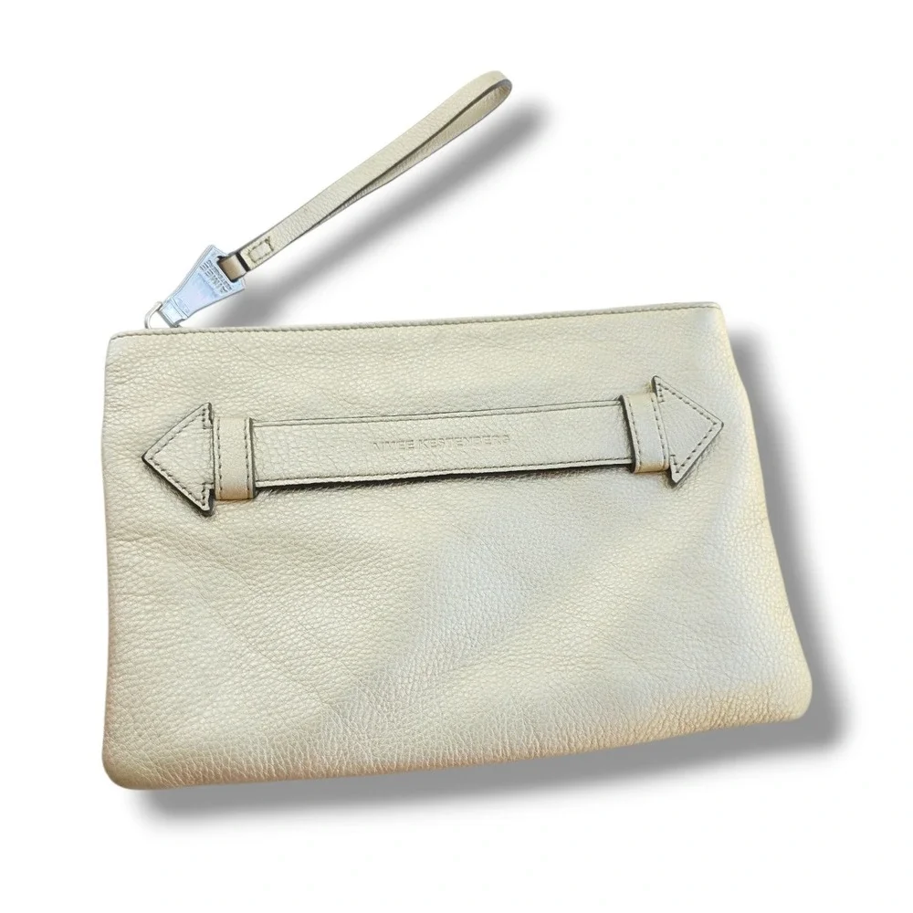 Aimee Kestenberg Metallic Gold Leather Wristlet Clutch Bag Hand Strap Pouch